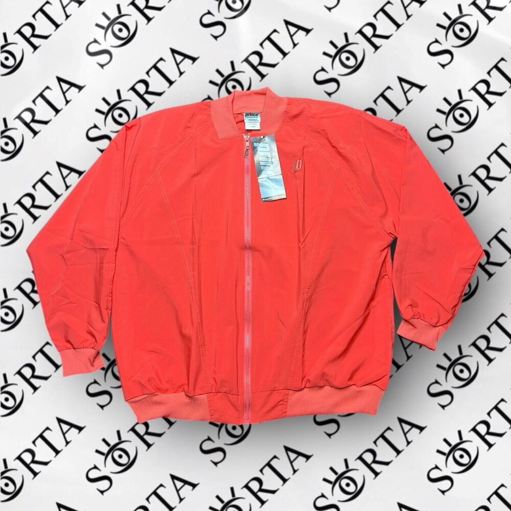 VTG 1993 Prince Tennis Salmon Pink Lightweight Zip Up Windbreaker Size L NWT